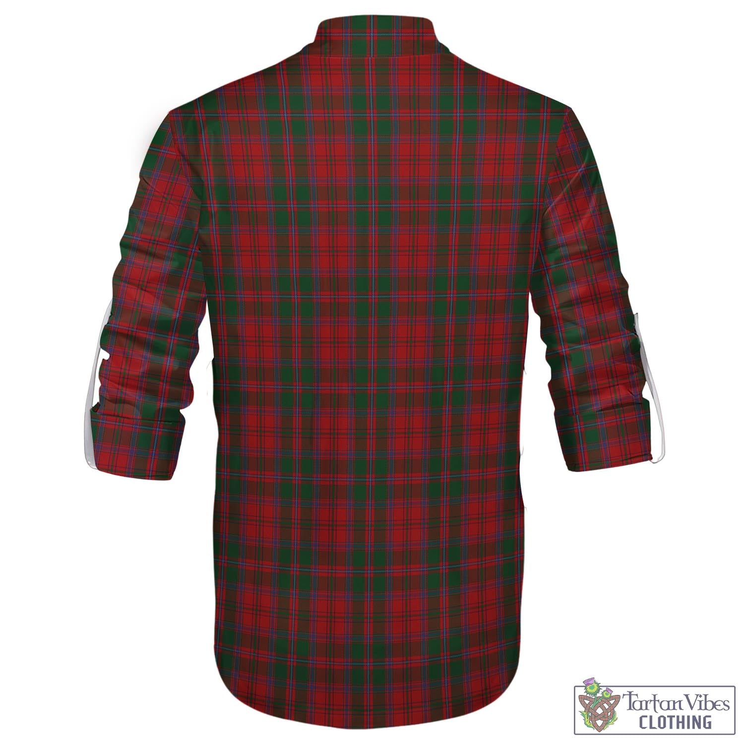 Tartan Vibes Clothing Dundas Red Tartan Men's Scottish Traditional Jacobite Ghillie Kilt Shirt