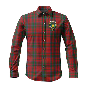Dundas Red Tartan Long Sleeve Button Up Shirt with Family Crest