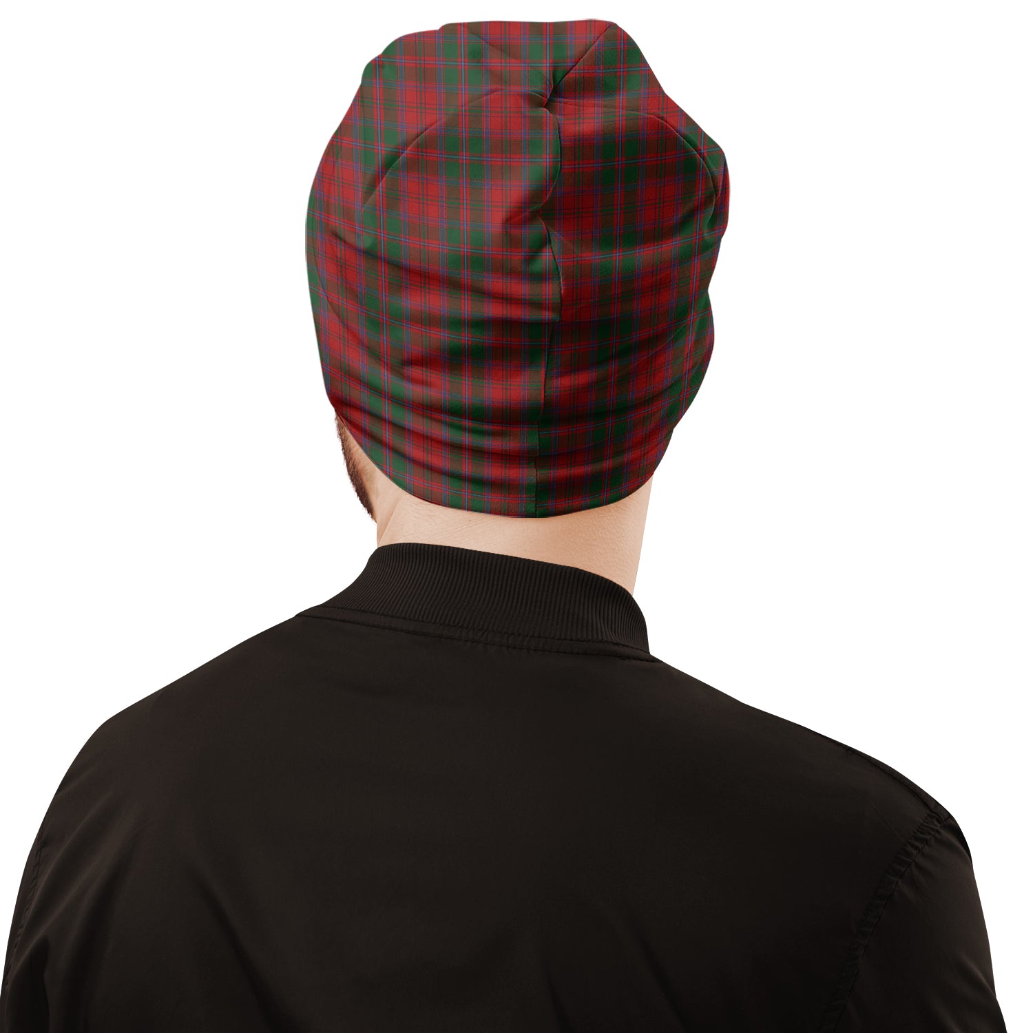 dundas-red-tartan-beanies-hat-with-family-crest