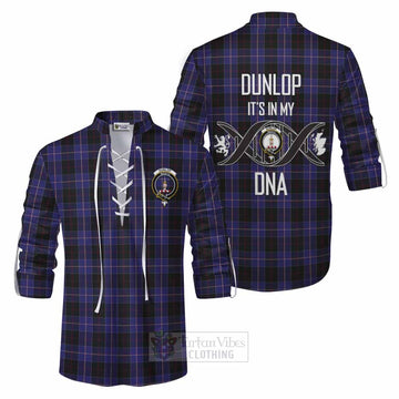 Dunlop Tartan Ghillie Kilt Shirt with Family Crest DNA In Me Style