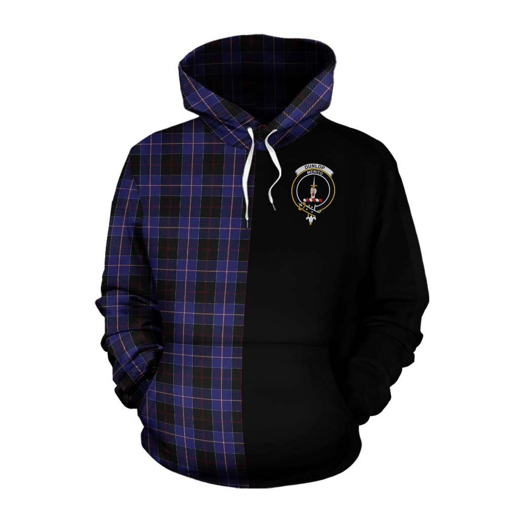 Tartan Vibes Clothing Dunlop Tartan Cotton Hoodie with Family Crest and Half Of Me Style