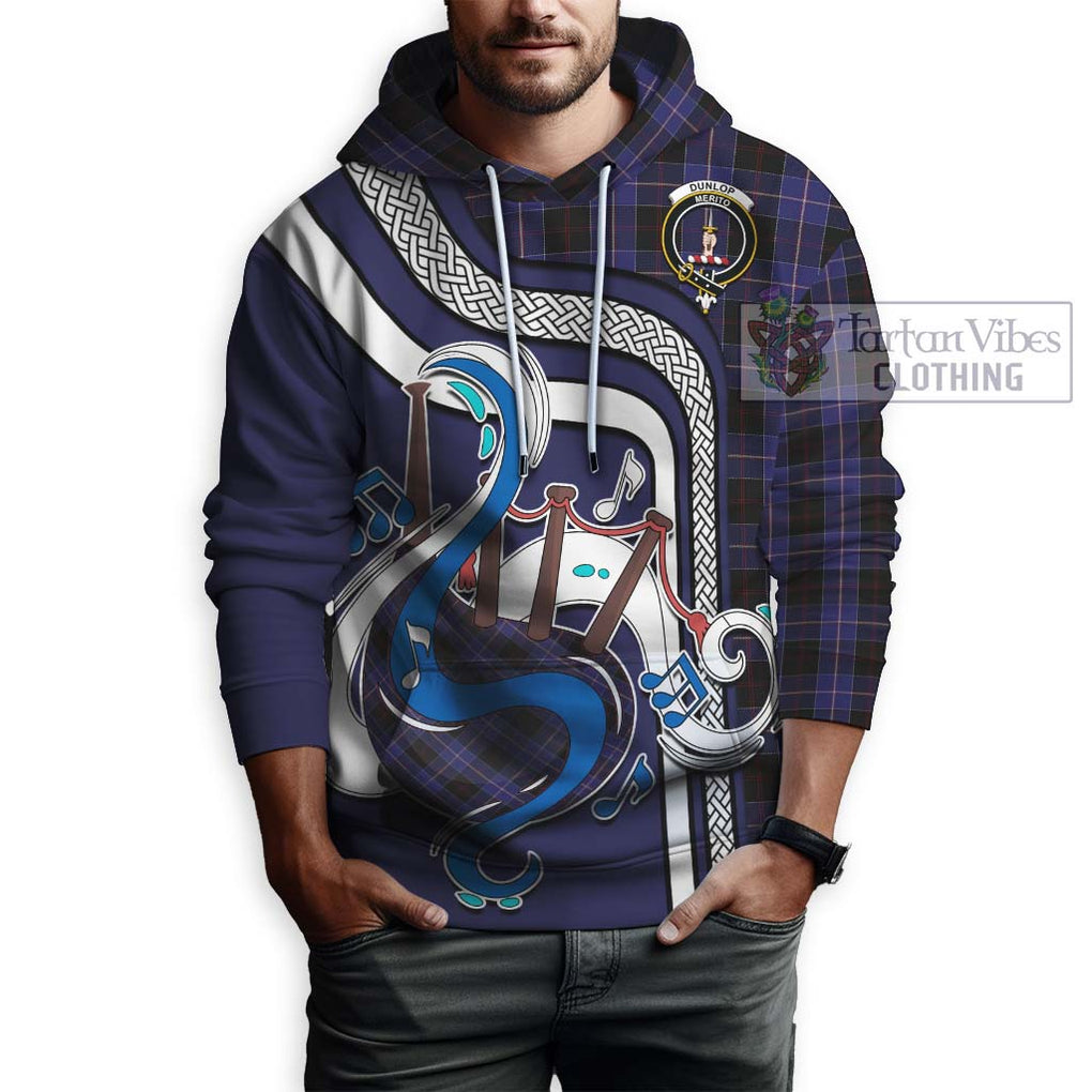 Dunlop Tartan Hoodie with Epic Bagpipe Style Zip Hoodie - Tartanvibesclothing Shop