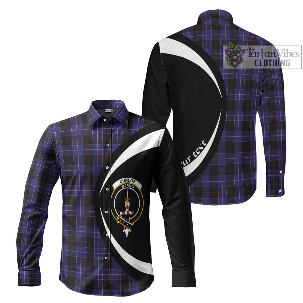 Dunlop Tartan Long Sleeve Button Up with Family Crest Circle Style Men's Shirt S - Tartan Vibes Clothing