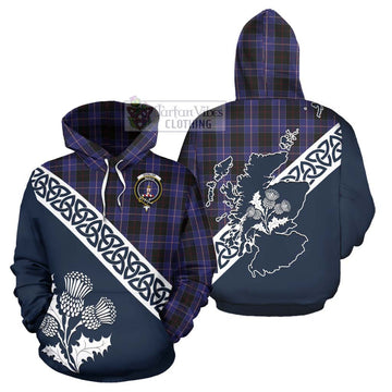 Dunlop Tartan Hoodie Featuring Thistle and Scotland Map