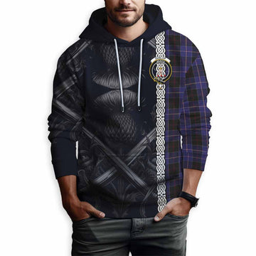 Dunlop Tartan Hoodie with Family Crest Cross Sword Thistle Celtic Vibes