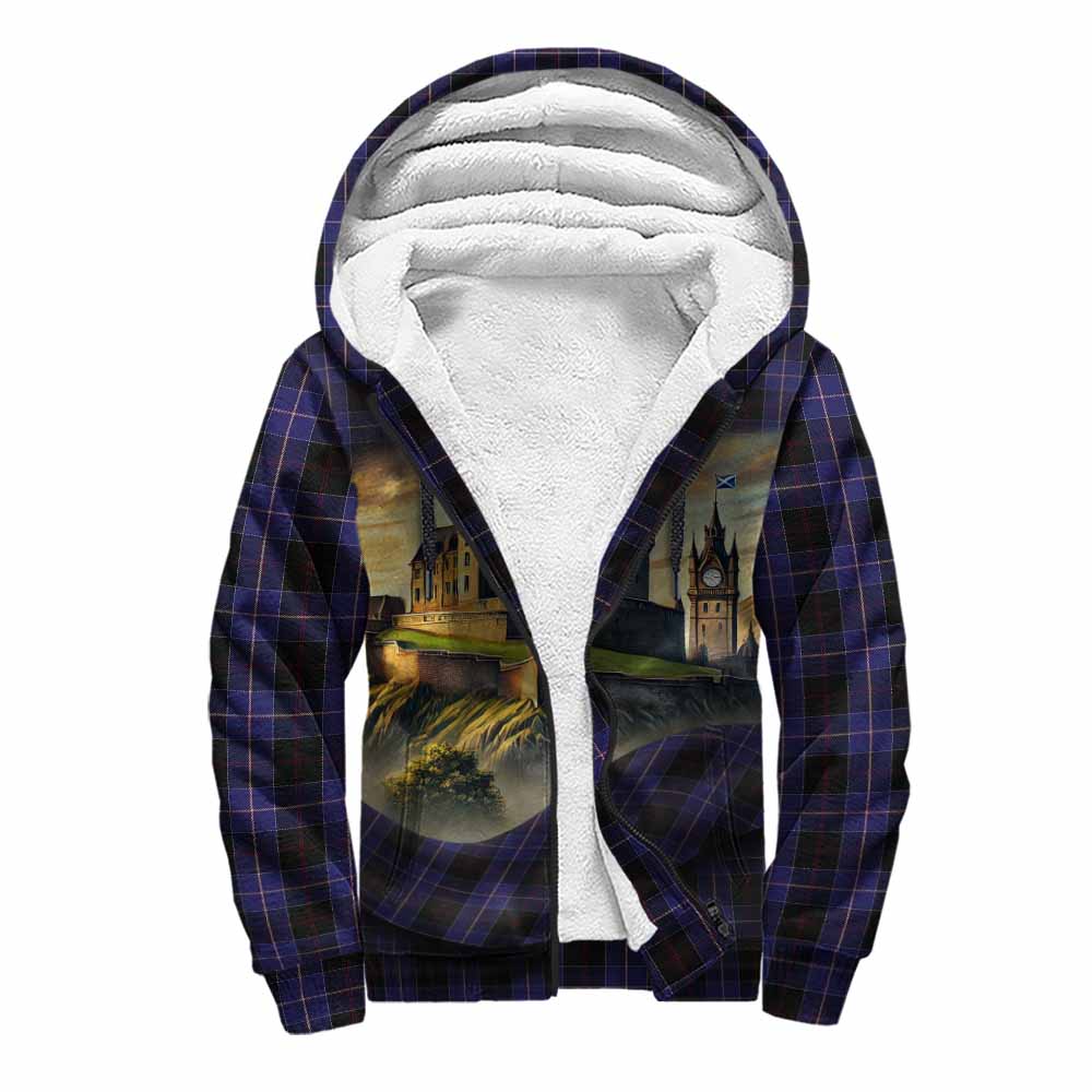Dunlop Tartan Family Crest Sherpa Hoodie with Scottish Ancient Castle Style Unisex S - Tartan Vibes Clothing