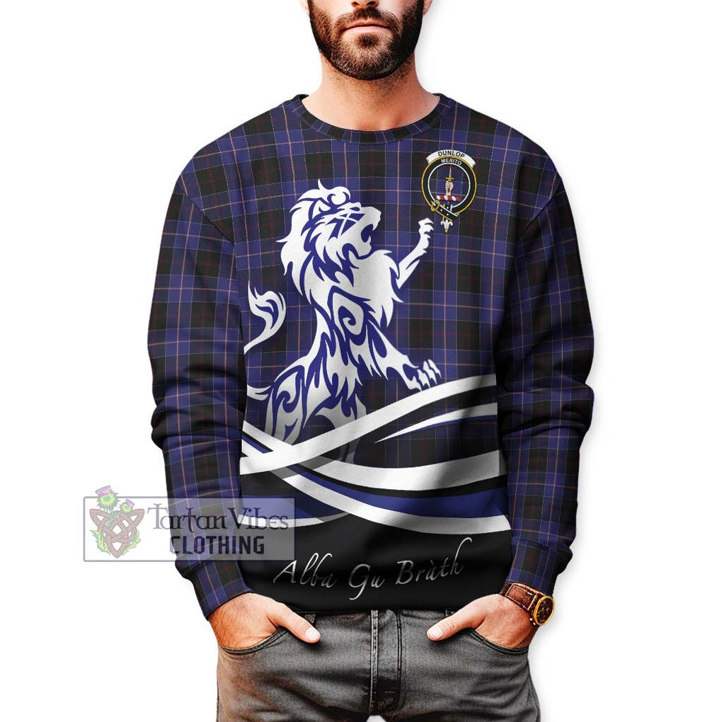 Dunlop Tartan Sweatshirt with Alba Gu Brath Regal Lion Emblem Unisex - Tartanvibesclothing Shop