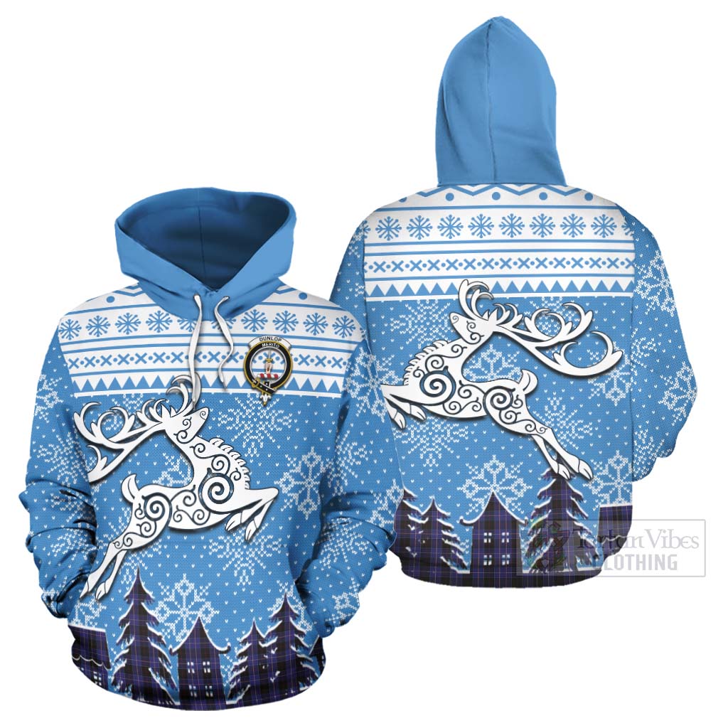 Tartan Vibes Clothing Dunlop Clan Christmas Hoodie Celtic Reindeer Style