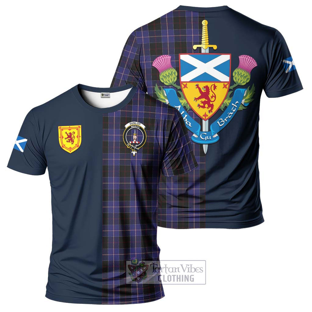 Tartan Vibes Clothing Dunlop Tartan T-Shirt Alba with Scottish Lion Royal Arm Half Style