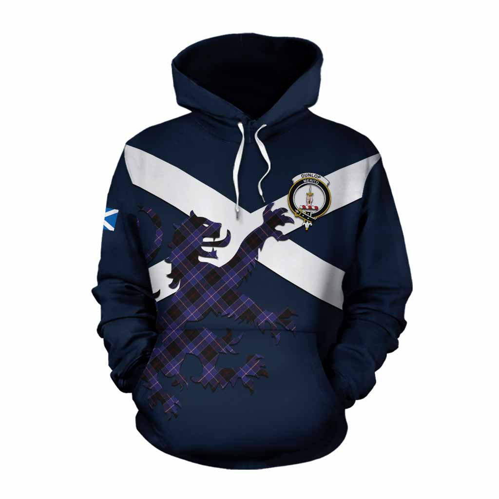 Tartan Vibes Clothing Dunlop Tartan Lion Rampant Cotton Hoodie Proudly Display Your Heritage with Alba Gu Brath and Clan Name