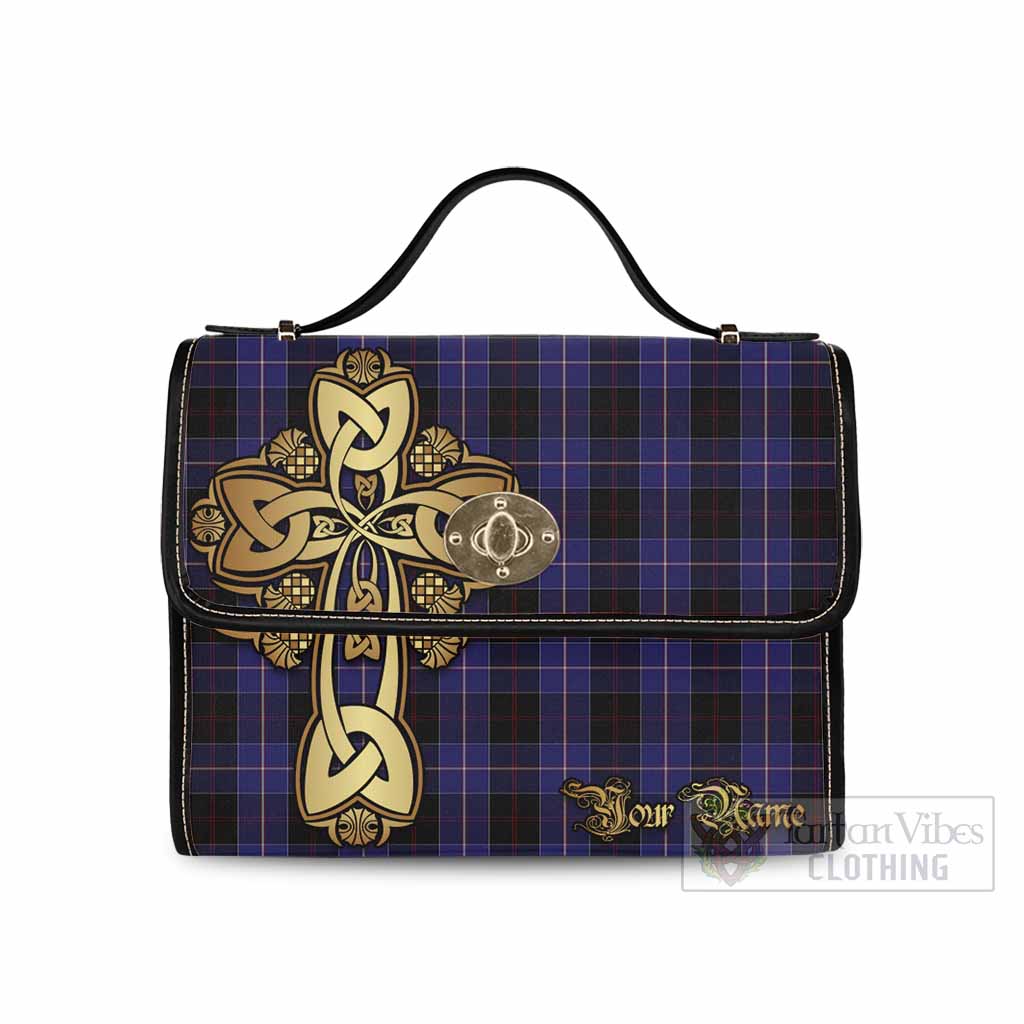 Tartan Vibes Clothing Dunlop Tartan Waterproof Canvas Bag Golden Thistle Celtic Cross Style