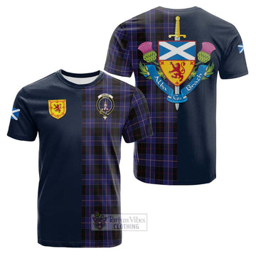 Dunlop Tartan Cotton T-shirt Alba with Scottish Lion Royal Arm Half Style