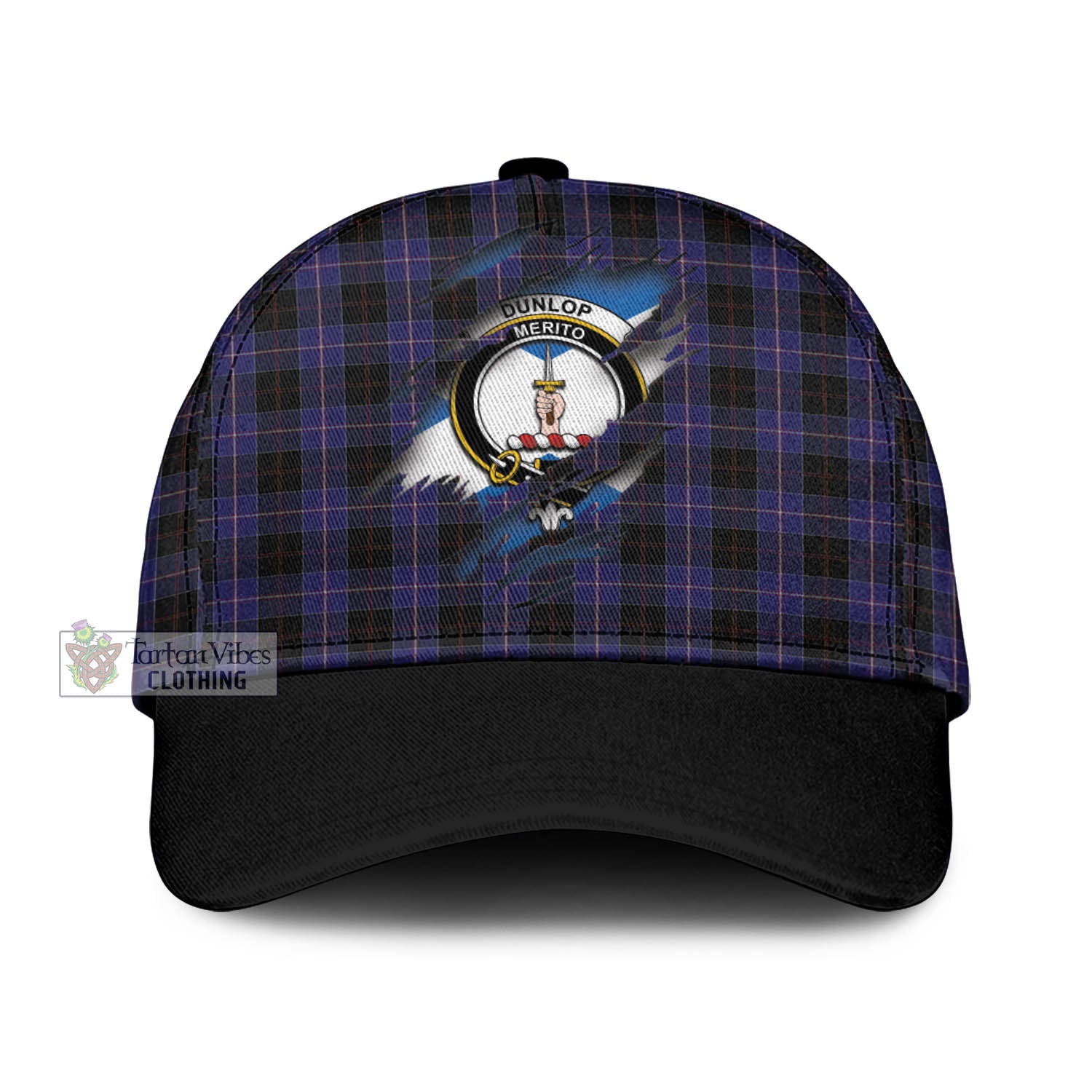 Tartan Vibes Clothing Dunlop Tartan Classic Cap with Family Crest In Me Style