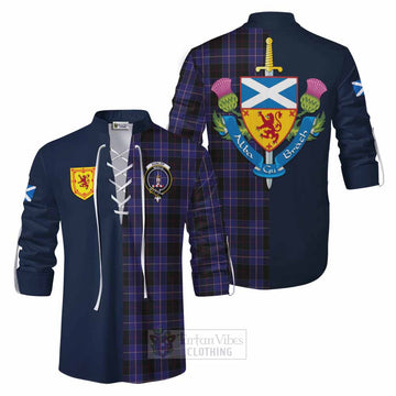 Dunlop Tartan Ghillie Kilt Shirt Alba with Scottish Lion Royal Arm Half Style