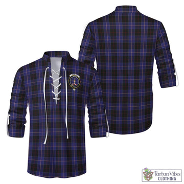 Dunlop Tartan Men's Scottish Traditional Jacobite Ghillie Kilt Shirt with Family Crest