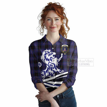 Dunlop Tartan Women's Casual Shirt with Alba Gu Brath Regal Lion Emblem