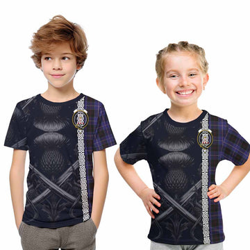 Dunlop Tartan Kid T-Shirt with Family Crest Cross Sword Thistle Celtic Vibes