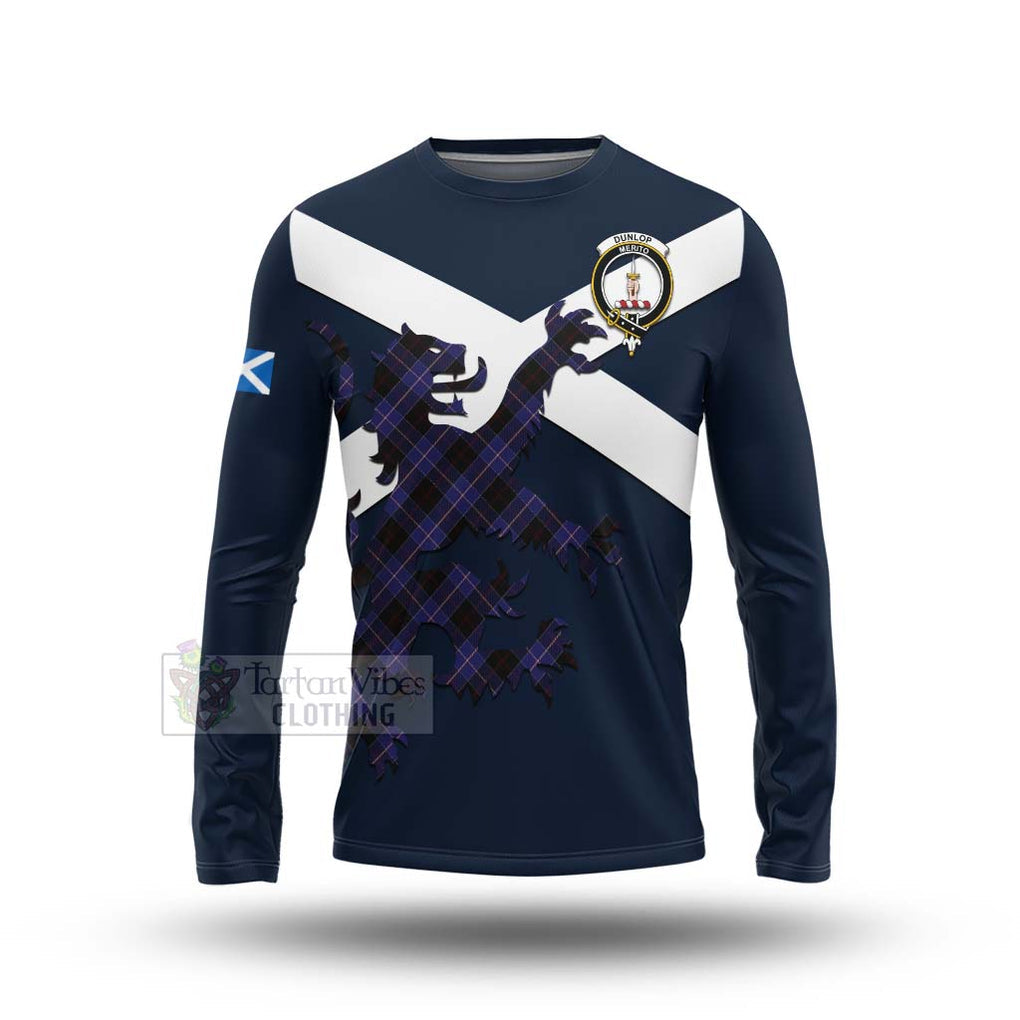 Tartan Vibes Clothing Dunlop Tartan Lion Rampant Long Sleeve T-Shirt – Proudly Display Your Heritage with Alba Gu Brath and Clan Name