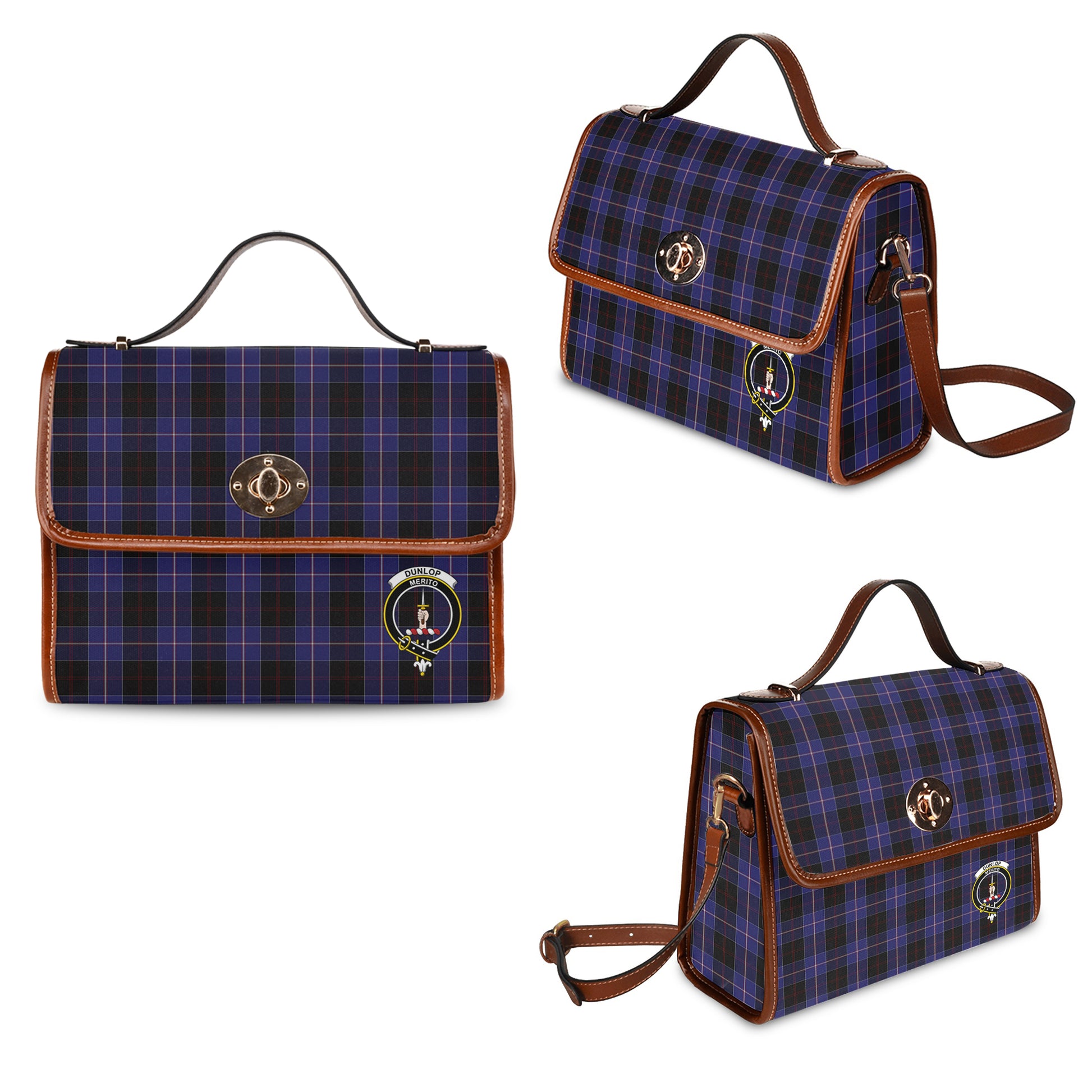 dunlop-tartan-leather-strap-waterproof-canvas-bag-with-family-crest