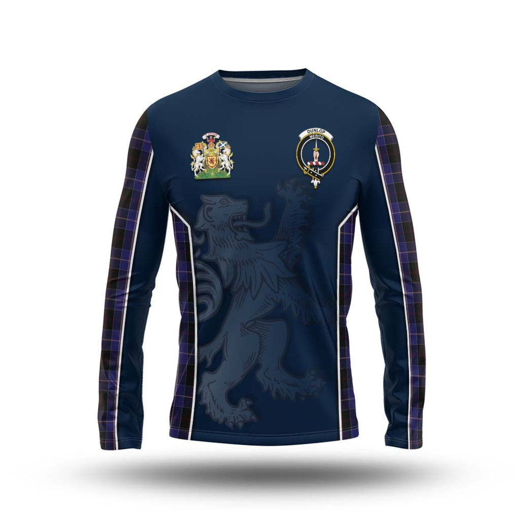 Dunlop Tartan Long Sleeve T-Shirt with Family Crest and Lion Rampant Vibes Sport Style Unisex - Tartan Vibes Clothing