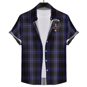 Dunlop Tartan Short Sleeve Button Down Shirt with Family Crest