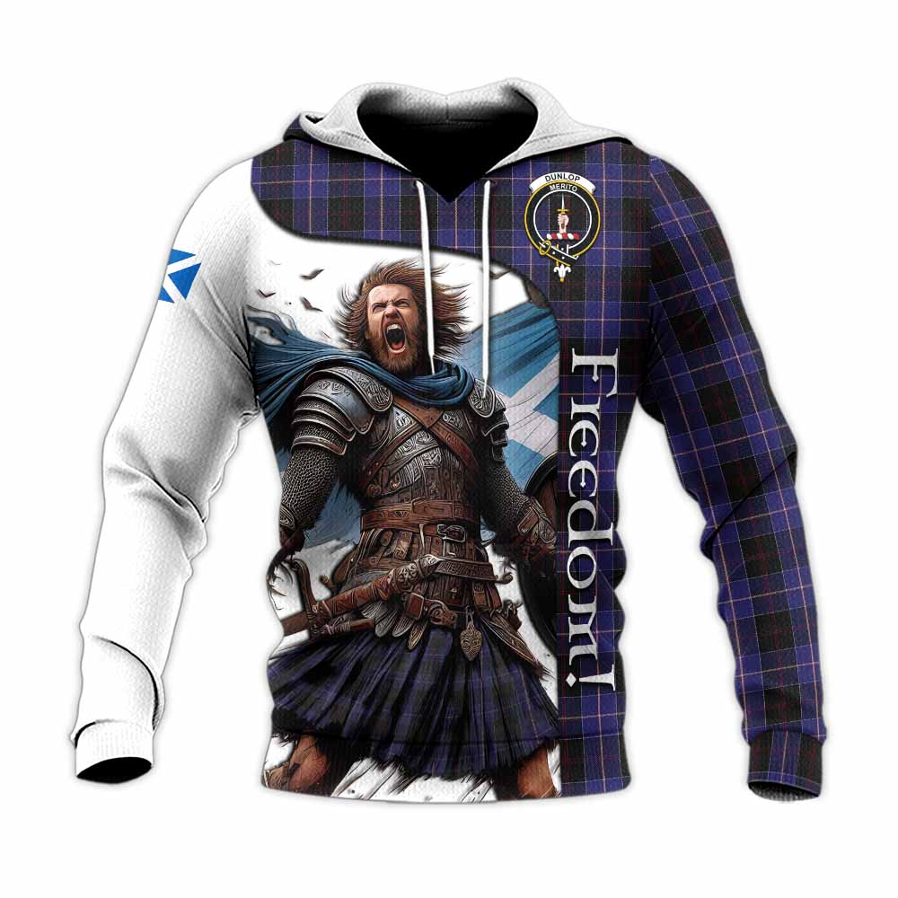 Tartan Vibes Clothing Dunlop Crest Tartan Knitted Hoodie Inspired by the Freedom of Scottish Warrior