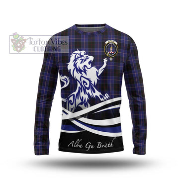 Dunlop Tartan Long Sleeve T-Shirt with Alba Gu Brath Regal Lion Emblem