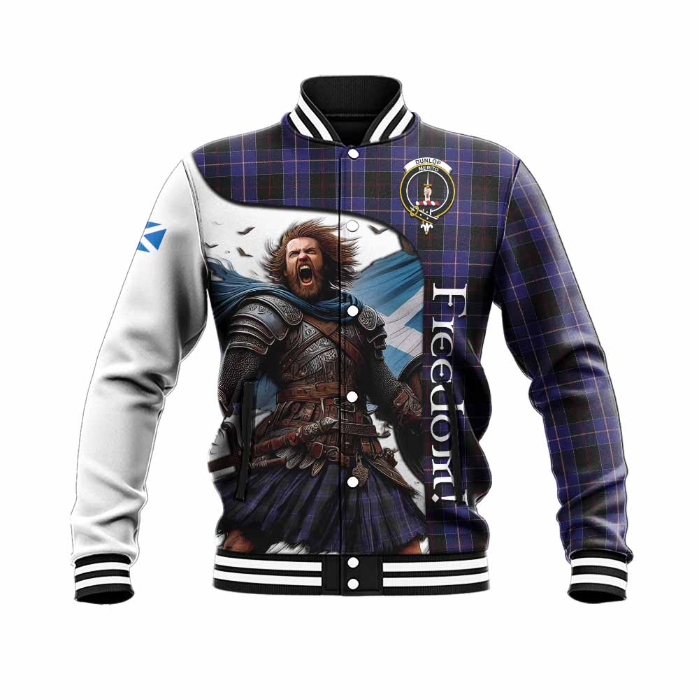 Tartan Vibes Clothing Dunlop Crest Tartan Baseball Jacket Inspired by the Freedom of Scottish Warrior