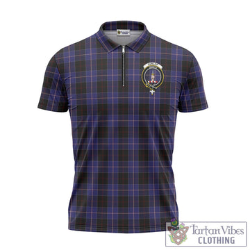 Dunlop Tartan Zipper Polo Shirt with Family Crest