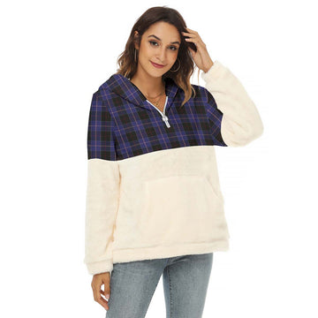 Dunlop Tartan Women's Borg Fleece Hoodie With Half Zip