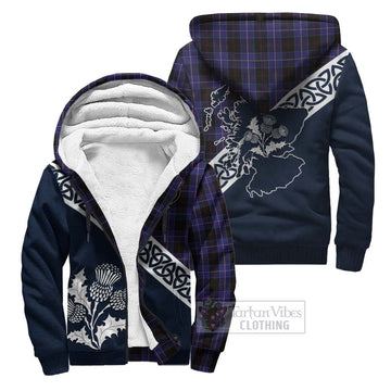 Dunlop Tartan Sherpa Hoodie Featuring Thistle and Scotland Map