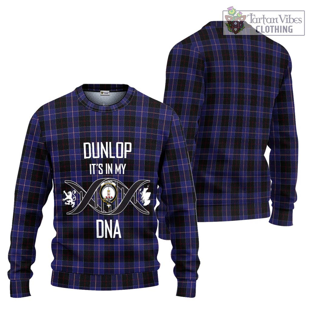 Dunlop Tartan Knitted Sweater with Family Crest DNA In Me Style Unisex - Tartanvibesclothing Shop