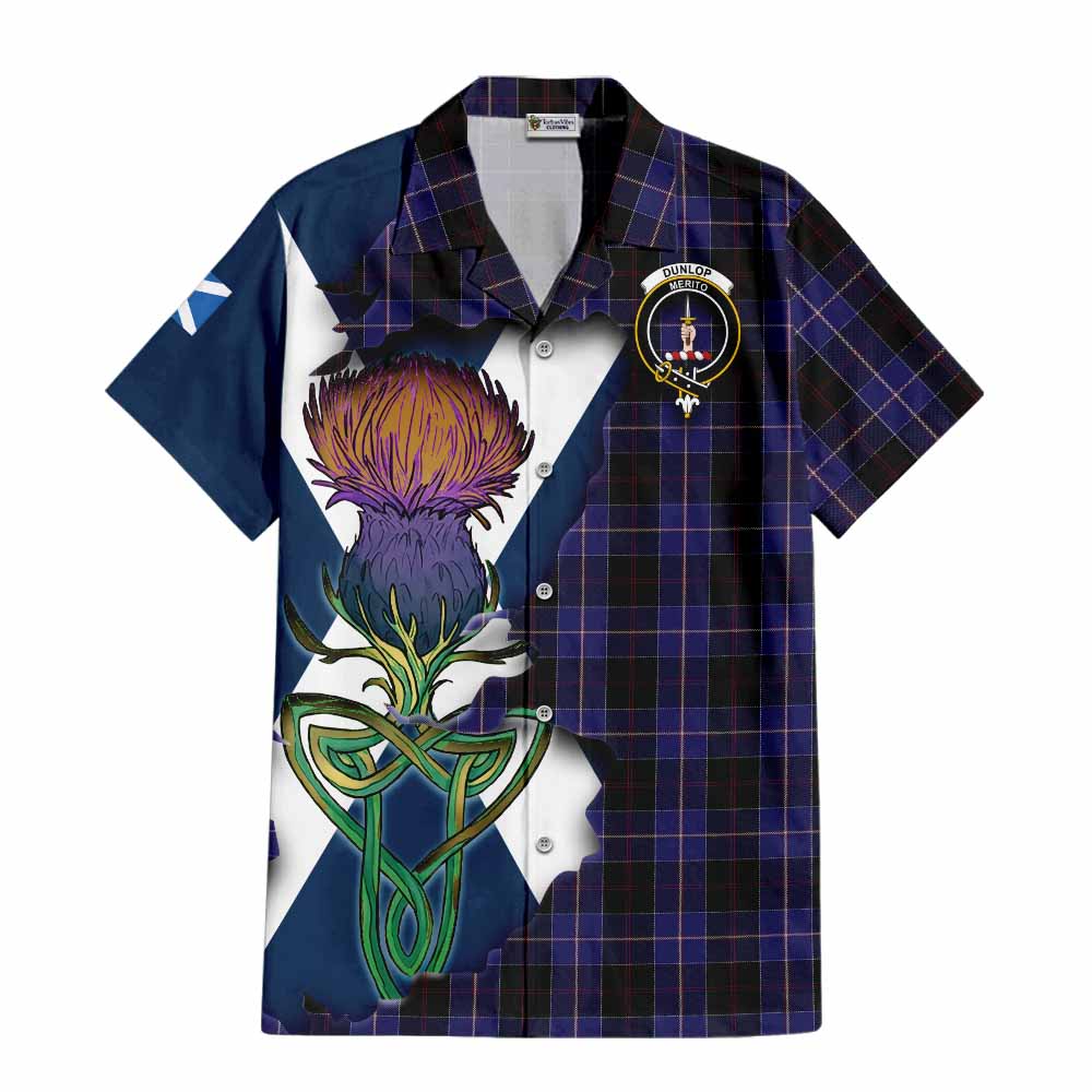 Dunlop Tartan Family Crest Hawaiian Shirt Scottish Thistle Celtic Inspired Kid - Tartan Vibes Clothing