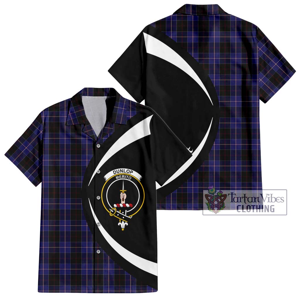 Dunlop Tartan Short Sleeve Button Up with Family Crest Circle Style Kid - Tartan Vibes Clothing