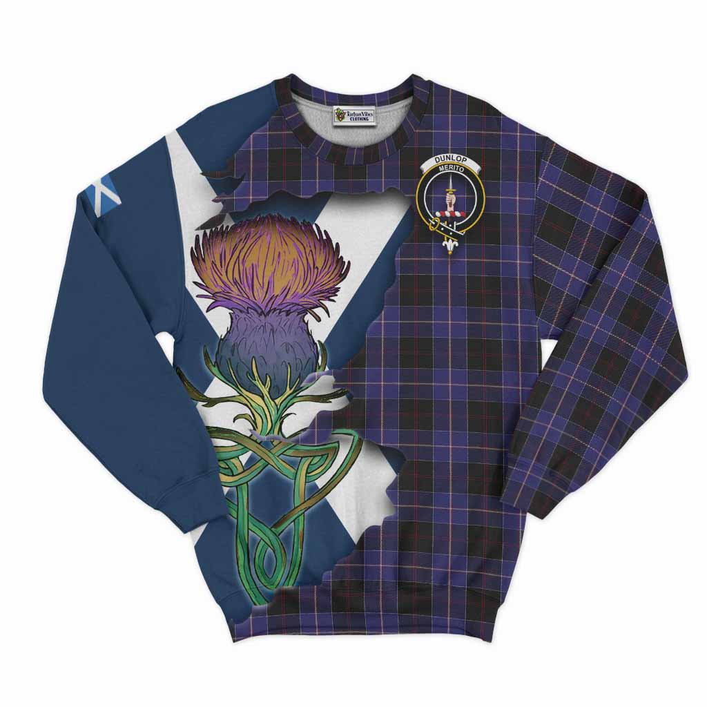 Dunlop Tartan Family Crest Sweatshirt Scottish Thistle Celtic Inspired Unisex - Tartan Vibes Clothing