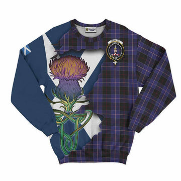 Dunlop Tartan Family Crest Sweatshirt Scottish Thistle Celtic Inspired Unisex - Tartan Vibes Clothing