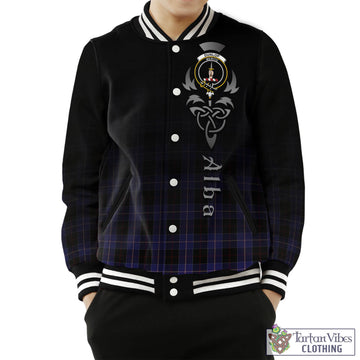 Dunlop Tartan Baseball Jacket Featuring Alba Gu Brath Family Crest Celtic Inspired