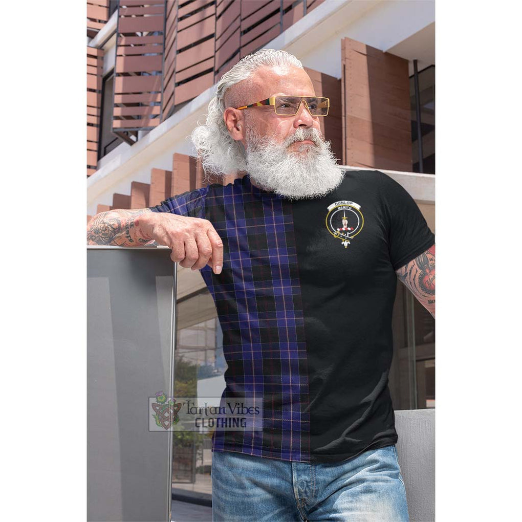 Tartan Vibes Clothing Dunlop Tartan Cotton T-shirt with Family Crest and Half Of Me Style