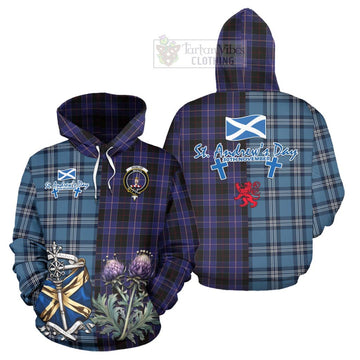 Dunlop Tartan Hoodie Happy St. Andrew's Day Half Tartan Style