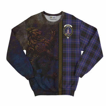 Dunlop Tartan Family Crest Sweatshirt Alba Gu Brath Be Brave Lion Ancient Style Unisex - Tartan Vibes Clothing