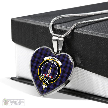 Dunlop Tartan Heart Necklace with Family Crest