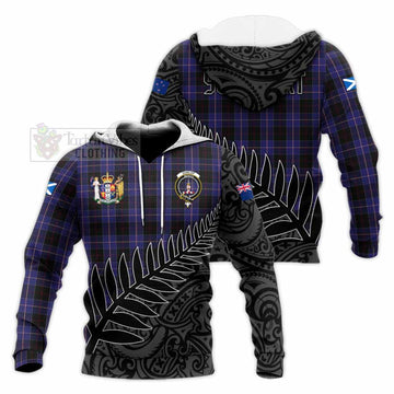 Dunlop Crest Tartan Knitted Hoodie with New Zealand Silver Fern Half Style