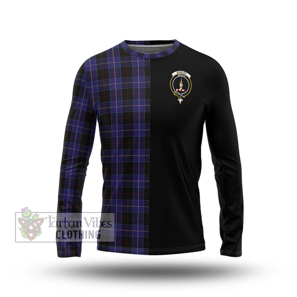 Dunlop Tartan Long Sleeve T-Shirt with Family Crest and Half Of Me Style Unisex - Tartanvibesclothing Shop