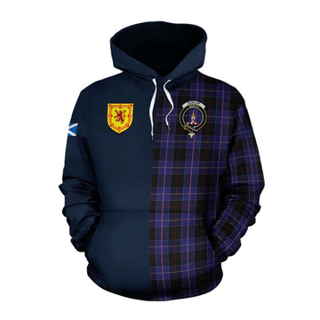 Dunlop Tartan Cotton Hoodie Alba with Scottish Lion Royal Arm Half Style