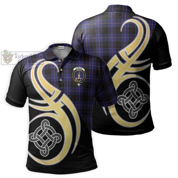 Dunlop Tartan Polo Shirt with Family Crest and Celtic Symbol Style