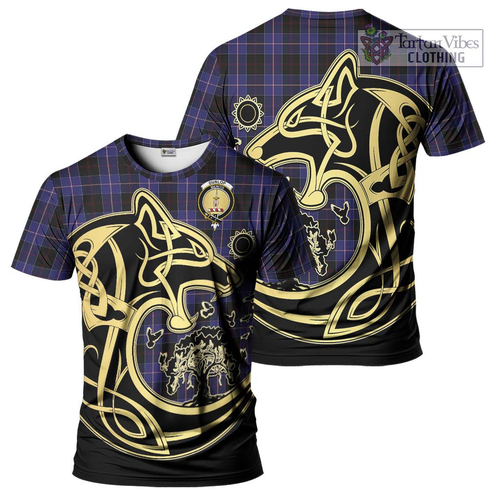 Dunlop Tartan T-Shirt with Family Crest Celtic Wolf Style Kid's Shirt - Tartan Vibes Clothing