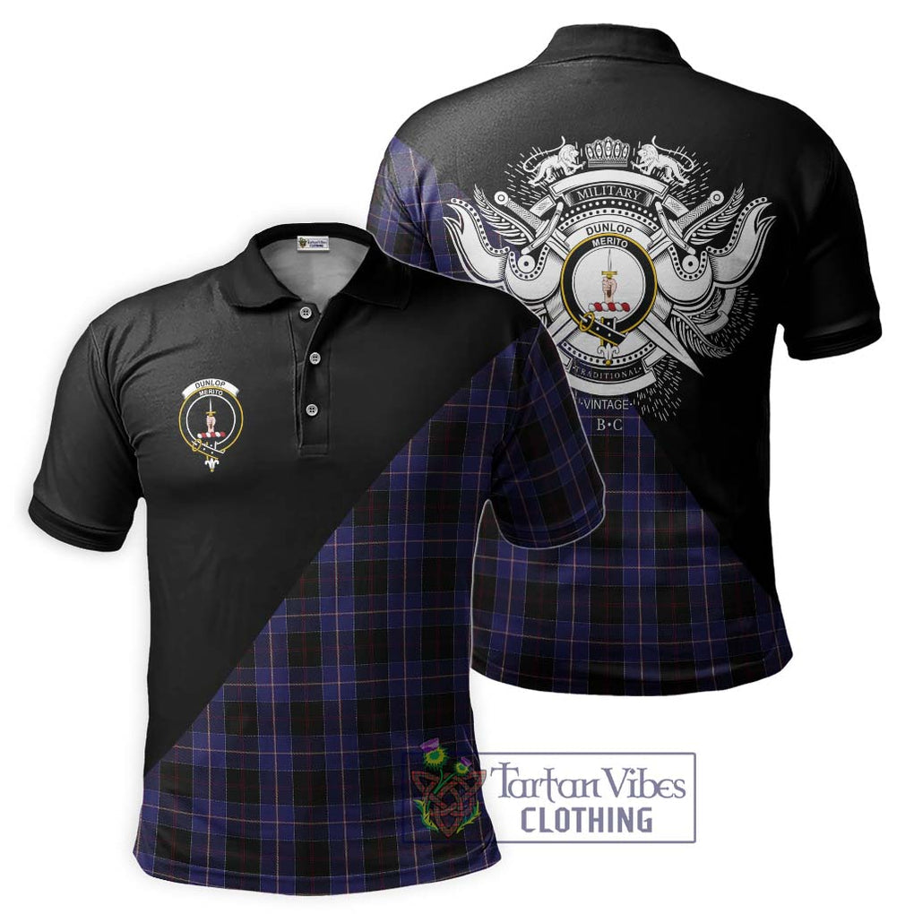 Dunlop Tartan Polo Shirt with Family Crest and Military Logo Style Kid - Tartanvibesclothing Shop