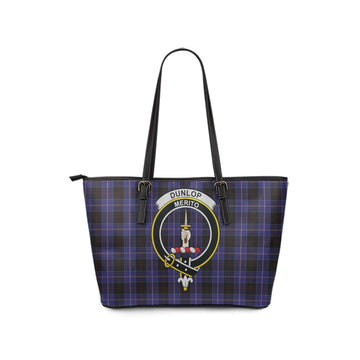 Dunlop Tartan Leather Tote Bag with Family Crest