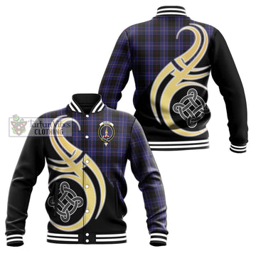 Dunlop Tartan Baseball Jacket with Family Crest and Celtic Symbol Style