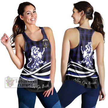 Dunlop Tartan Women's Racerback Tanks with Alba Gu Brath Regal Lion Emblem